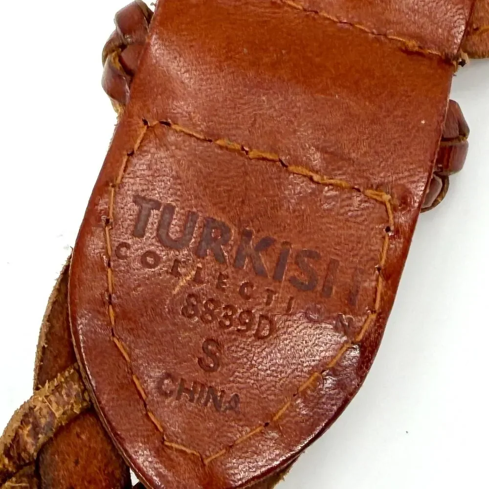 Vintage 90s Turkish Collection Brown Genuine Leather Woven Belt